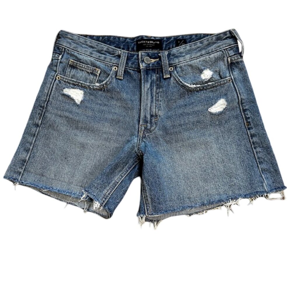 Lucky Brand Women's Distressed 5 Pocket Denim Jean Boyfriend Shorts Size 2/26